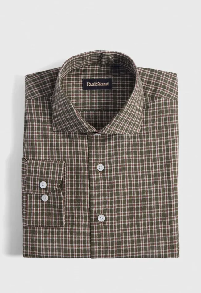 Paul Stuart Sport Shirts Cotton Flannel Plaid Sport Shirt Brownolive 8211 Men
