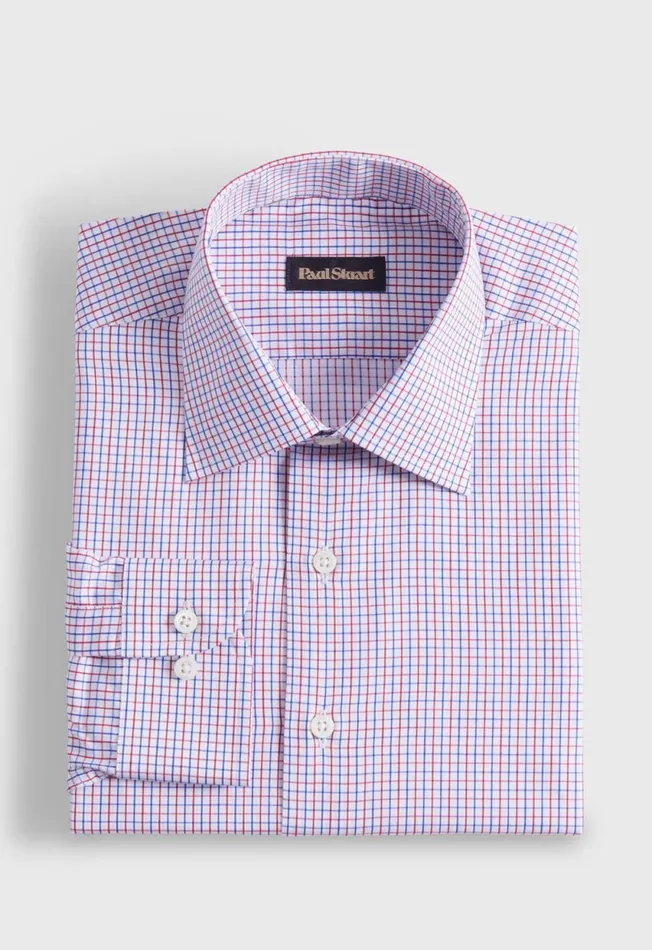 Paul Stuart Sport Shirts Cotton Tattersall Sport Shirt Rednavy 8211 Men