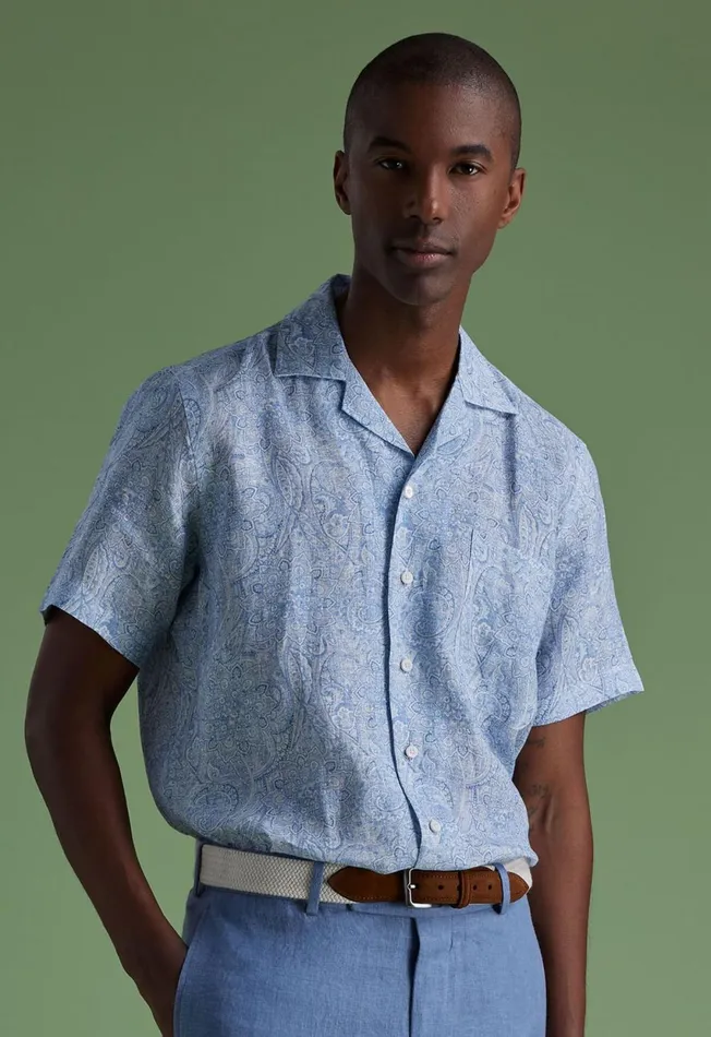 Paul Stuart Sport Shirts Linen Paisley Print Camp Shirt Light Blue 8211 Men Paul Stuart Sport Shirts Linen Paisley Print Camp Shirt Light Blue 8211 Men