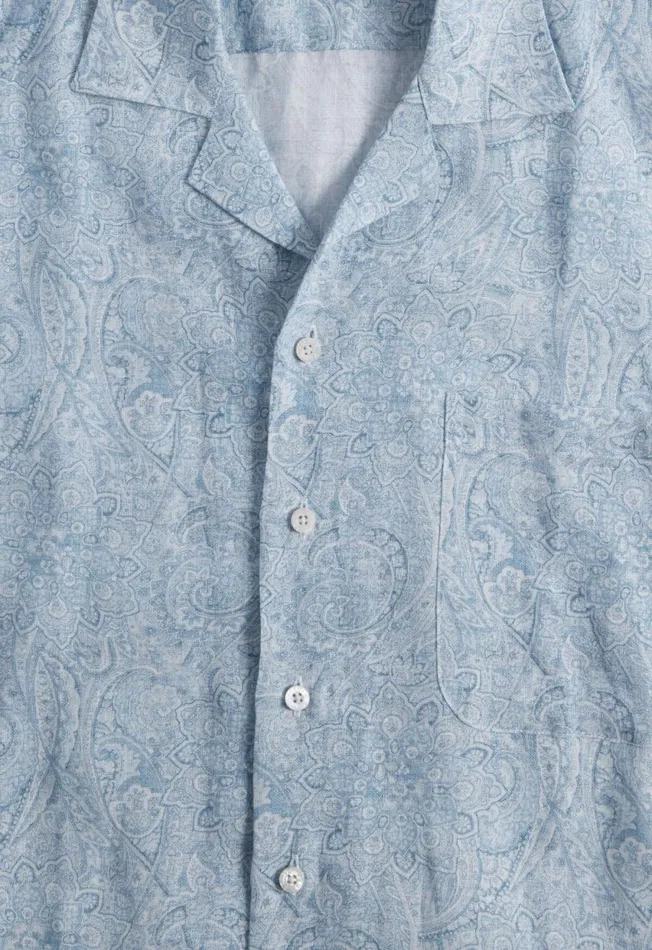 Paul Stuart Sport Shirts Linen Paisley Print Camp Shirt Light Blue 8211 Men Paul Stuart Sport Shirts Linen Paisley Print Camp Shirt Light Blue 8211 Men