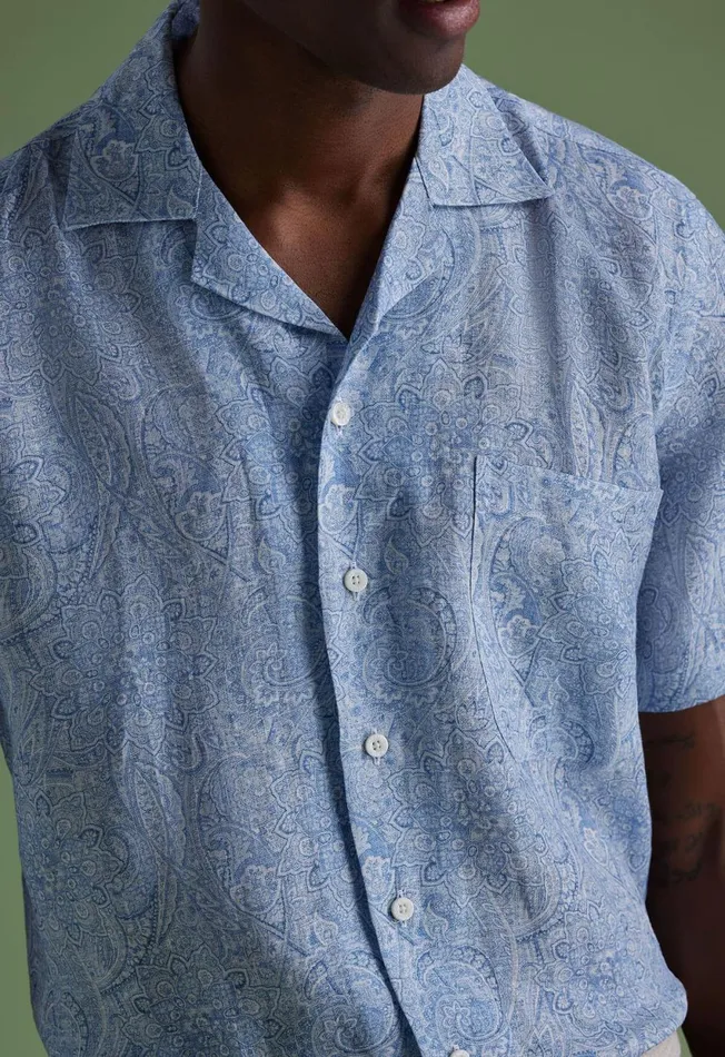 Paul Stuart Sport Shirts Linen Paisley Print Camp Shirt Light Blue 8211 Men Paul Stuart Sport Shirts Linen Paisley Print Camp Shirt Light Blue 8211 Men