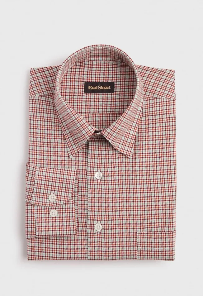 Paul Stuart Sport Shirts Mini Houndstooth Flannel Sport Shirt Brick 8211 Men