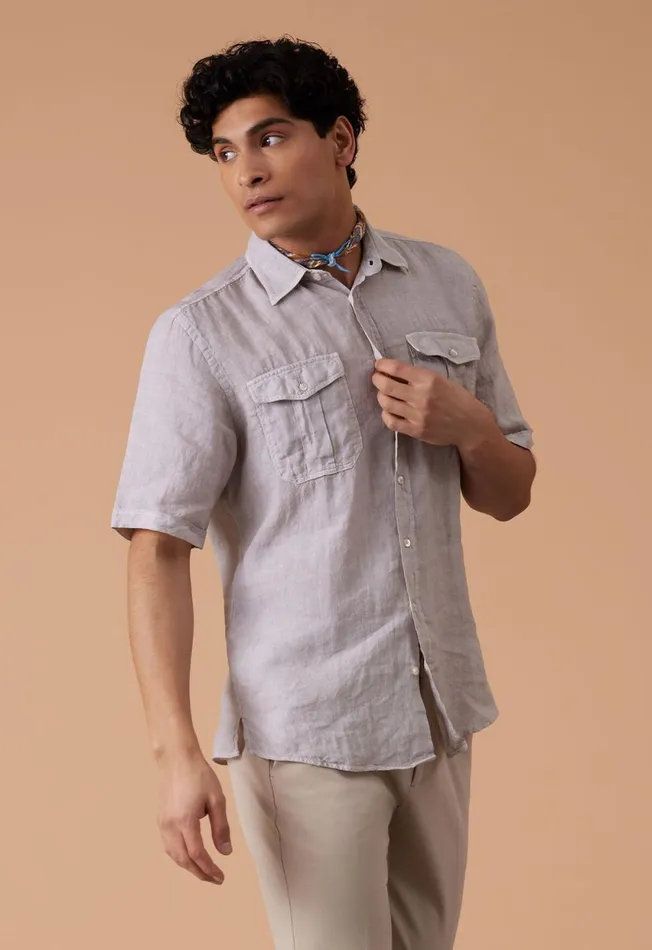 Paul Stuart Sport Shirts Washed Linen Military Style Shirt Stone 8211 Men Paul Stuart Sport Shirts Washed Linen Military Style Shirt Stone 8211 Men