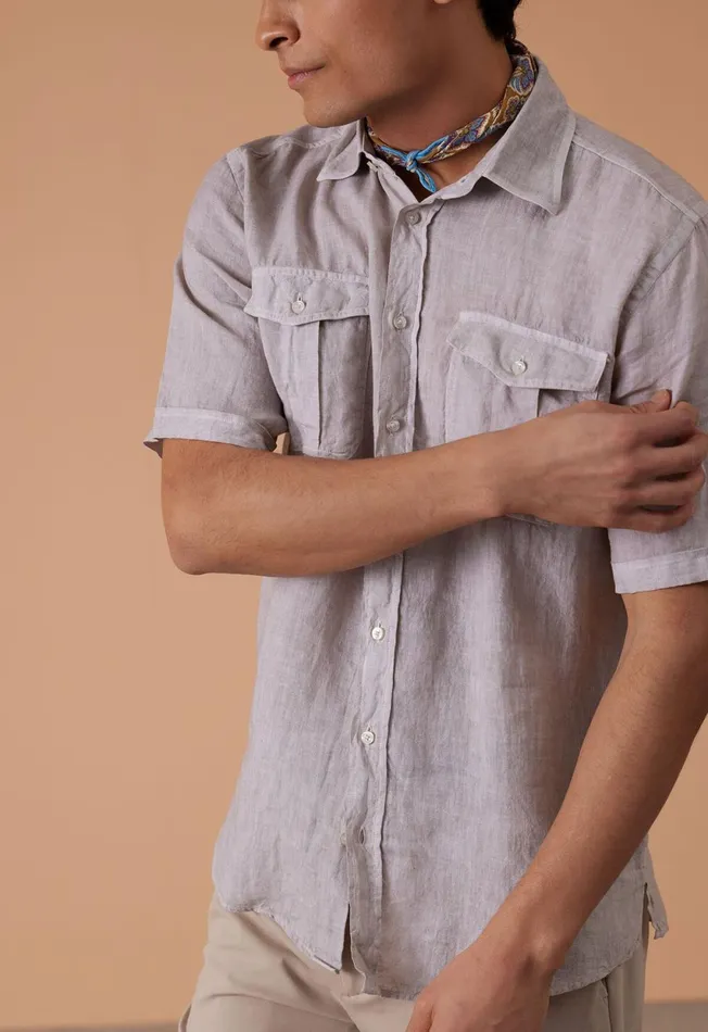 Paul Stuart Sport Shirts Washed Linen Military Style Shirt Stone 8211 Men Paul Stuart Sport Shirts Washed Linen Military Style Shirt Stone 8211 Men