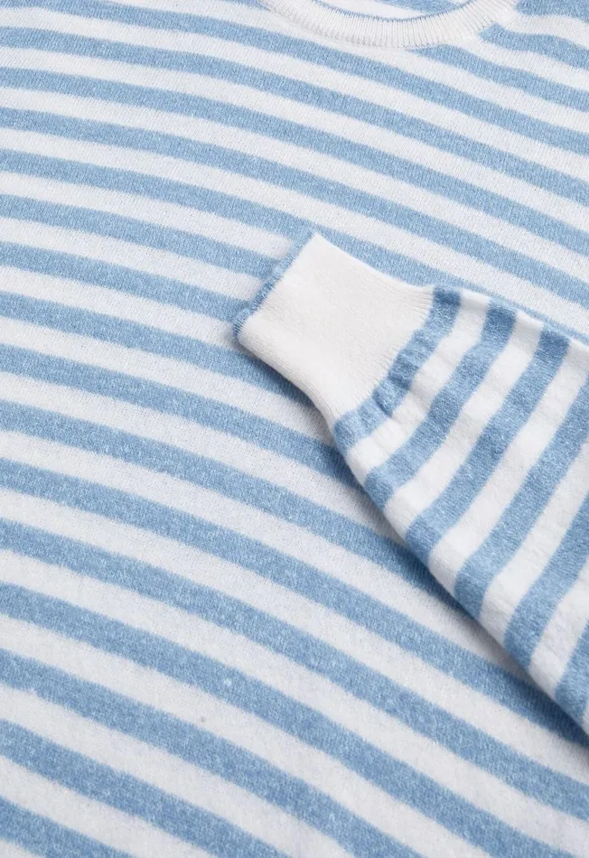 Paul Stuart Sweaters Cashmere and Linen Striped Crewneck Sweater Bluewhite 8211 Men Paul Stuart Sweaters Cashmere and Linen Striped Crewneck Sweater Bluewhite 8211 Men
