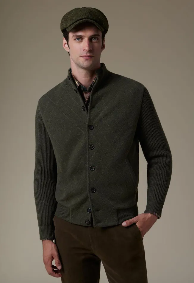 Paul Stuart Sweaters Cashmere Quilted Button Front Cardigan Loden 8211 Men Paul Stuart Sweaters Cashmere Quilted Button Front Cardigan Loden 8211 Men