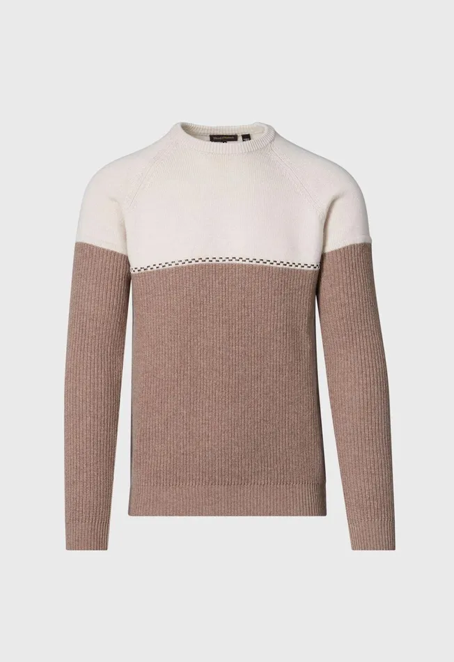Paul Stuart Sweaters Cashmere Two Tone Crewneck Sweater Creamtaupe 8211 Men