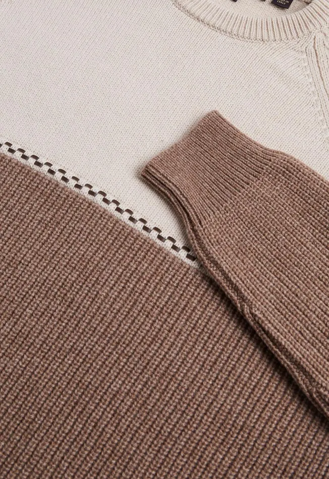 Paul Stuart Sweaters Cashmere Two Tone Crewneck Sweater Creamtaupe 8211 Men Paul Stuart Sweaters Cashmere Two Tone Crewneck Sweater Creamtaupe 8211 Men