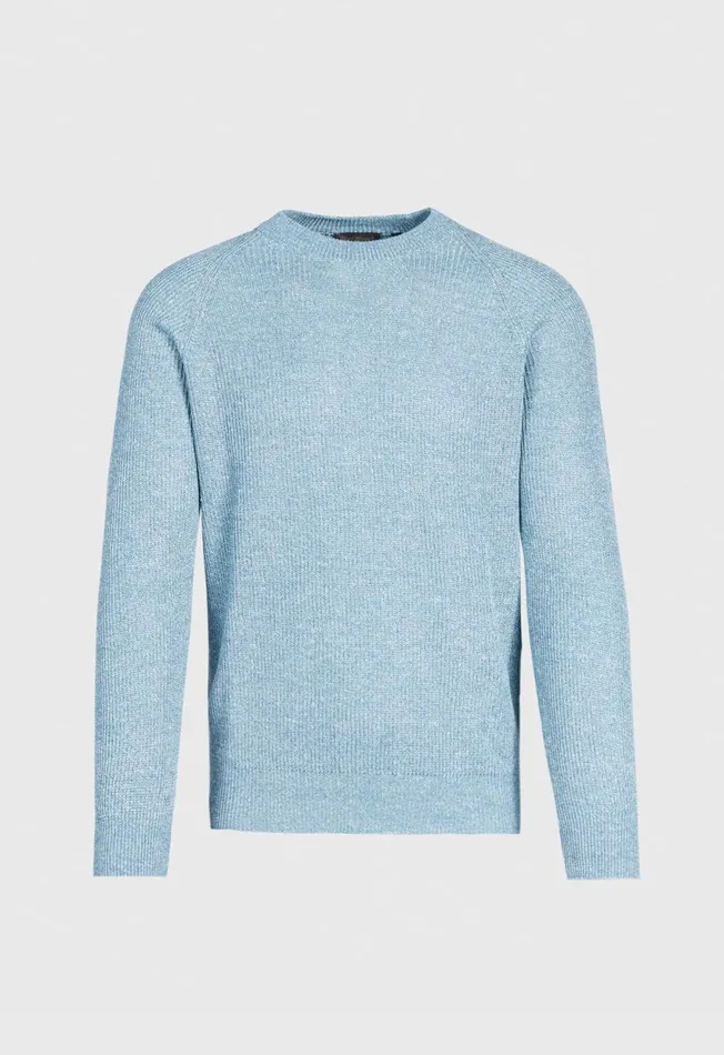 Paul Stuart Sweaters Cotton and Linen Mlange Crewneck Sweater Loden 8211 Men