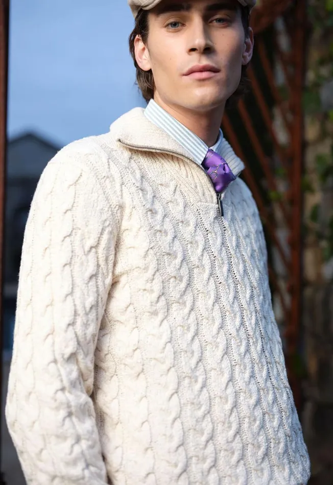 Paul Stuart Sweaters Cotton Cable Zip Neck Pullover White 8211 Men Paul Stuart Sweaters Cotton Cable Zip Neck Pullover White 8211 Men