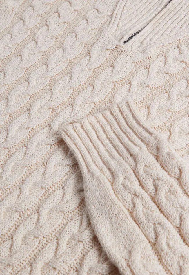 Paul Stuart Sweaters Cotton Cable Zip Neck Pullover White 8211 Men Paul Stuart Sweaters Cotton Cable Zip Neck Pullover White 8211 Men
