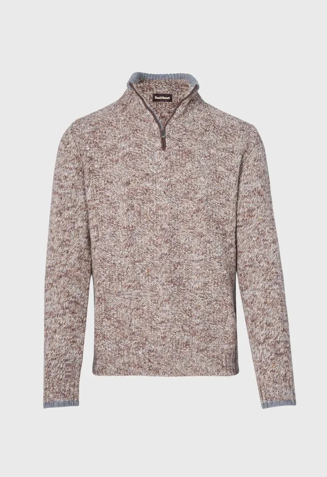Paul Stuart Sweaters Marled Quarter Zip Sweater Brown Melange 8211 Men