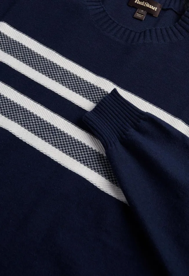 Paul Stuart Sweaters Stripe Crewneck Sweater Navy 8211 Men Paul Stuart Sweaters Stripe Crewneck Sweater Navy 8211 Men