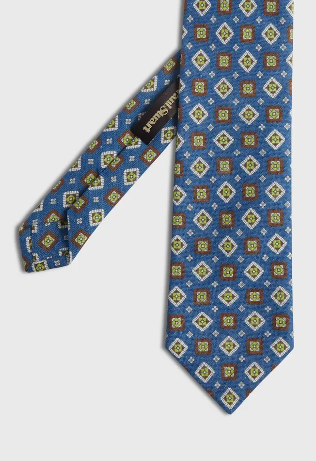 Paul Stuart Ties and Pocket Squares Printed Linen Medallion Tie Blue 8211 Men Paul Stuart Ties and Pocket Squares Printed Linen Medallion Tie Blue 8211 Men