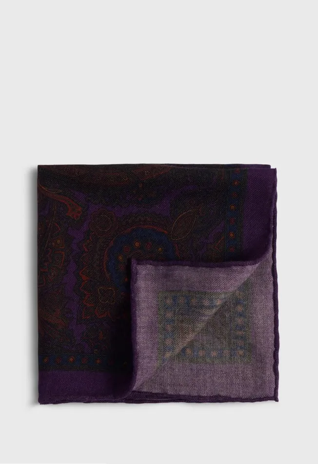 Paul Stuart Ties and Pocket Squares Wool Paisley Pocket Square Gold 8211 Men