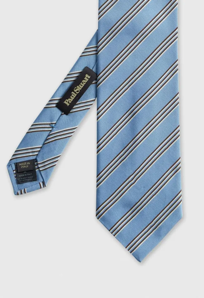 Paul Stuart Ties and Pocket Squares Woven Silk and Cotton Stripe Tie Light Blue 8211 Men Paul Stuart Ties and Pocket Squares Woven Silk and Cotton Stripe Tie Light Blue 8211 Men