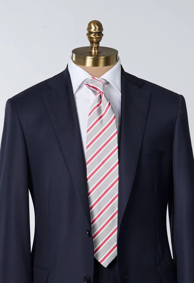 Paul Stuart Ties and Pocket Squares Woven Silk and Cotton Three Color Stripe Tie Grey 8211 Men Paul Stuart Ties and Pocket Squares Woven Silk and Cotton Three Color Stripe Tie Grey 8211 Men