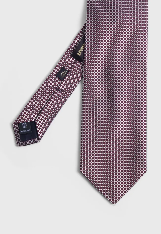 Paul Stuart Ties Silk Jacquard Deco Rings Tie Burgundy 8211 Men