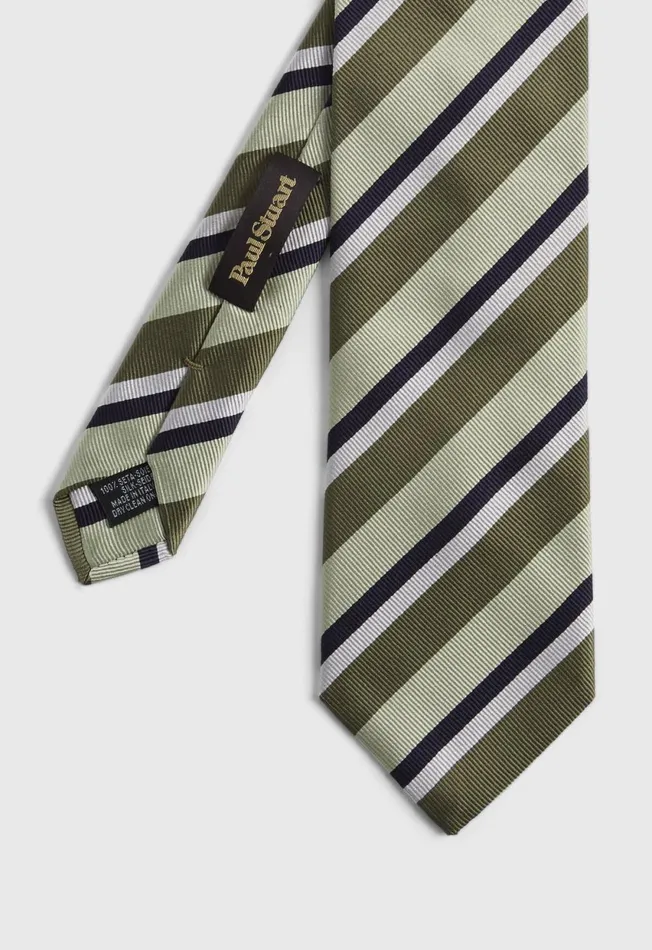 Paul Stuart Ties Three Color Repp Stripe Tie Olive 8211 Men