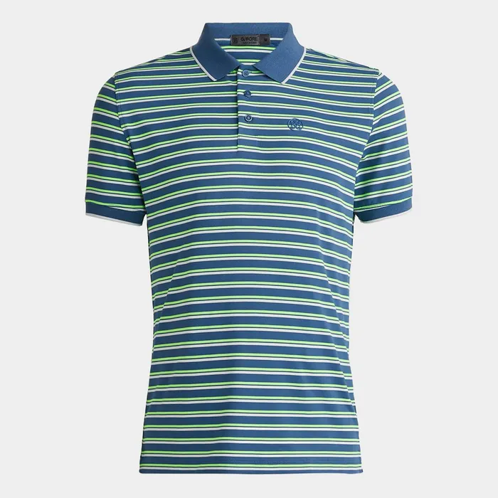 Perforated Stripe Banded Sleeve Tech Jersey Polo Slate Men GFORE Tops