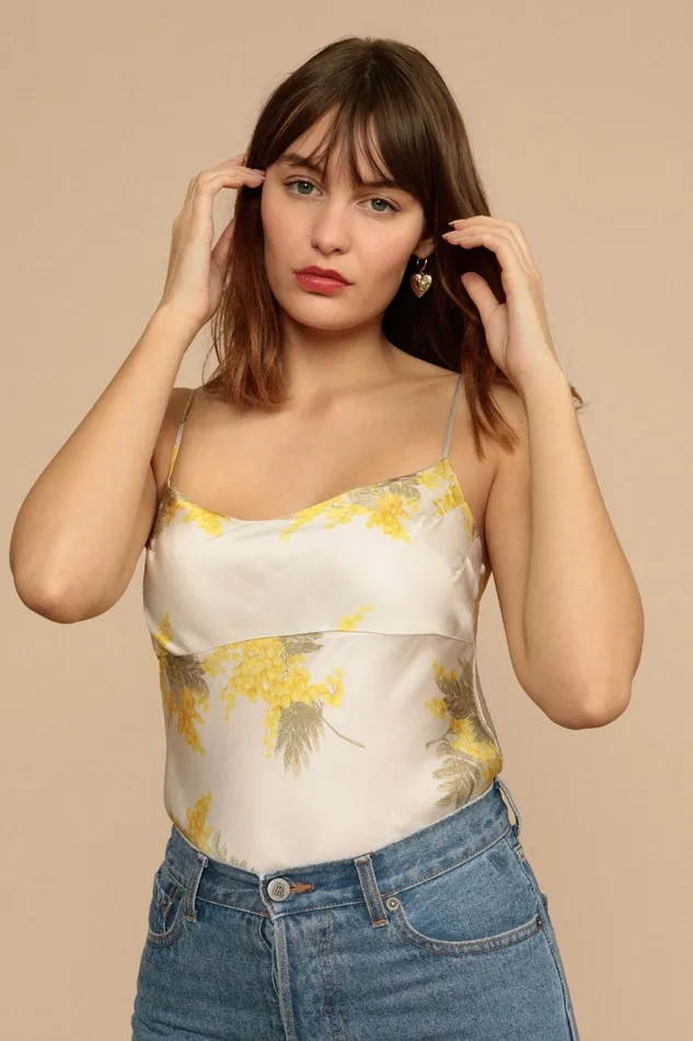 PERLE Top Creme Mimosa Women Rouje Tshirts and Tank Tops