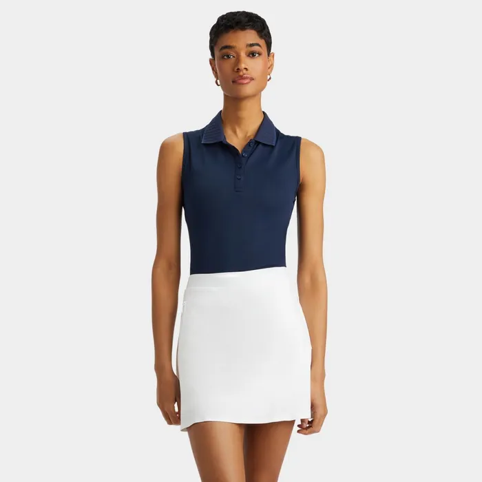 Pleated Collar Tech Piqu Sleeveless Polo Twilight Women GFORE Tops