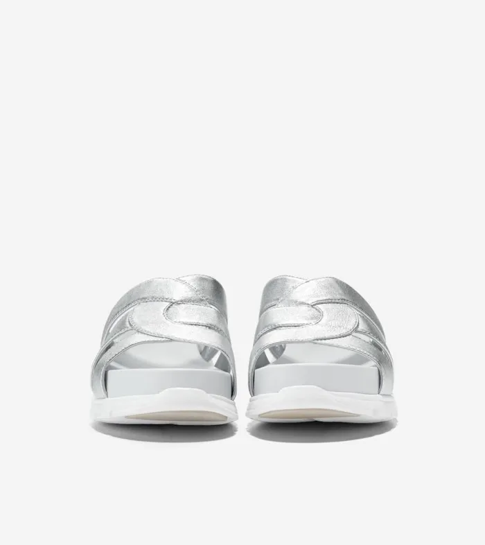 Sandals Women Cole Haan ZERGRAND Slotted Slide Silver Talca Sandals Women Cole Haan ZERGRAND Slotted Slide Silver Talca