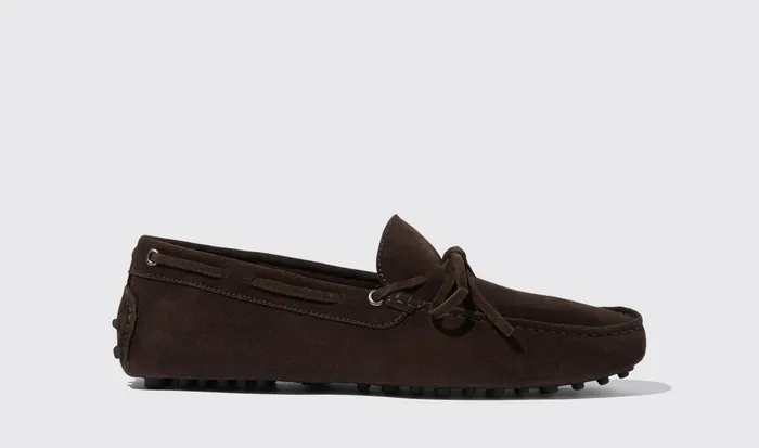 Scarosso Driving Shoes James Brown Suede Dark Brown 8211 Suede 8211 Men