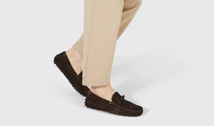 Scarosso Driving Shoes James Brown Suede Dark Brown 8211 Suede 8211 Men