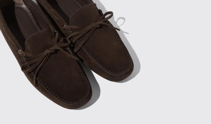 Scarosso Driving Shoes James Brown Suede Dark Brown 8211 Suede 8211 Men