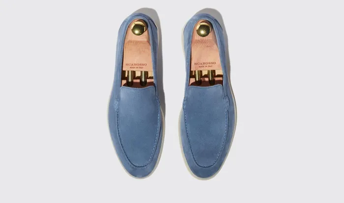 Scarosso Loafers Ludovico Acciaio Scamosciato Steel Blue 8211 Suede 8211 Men