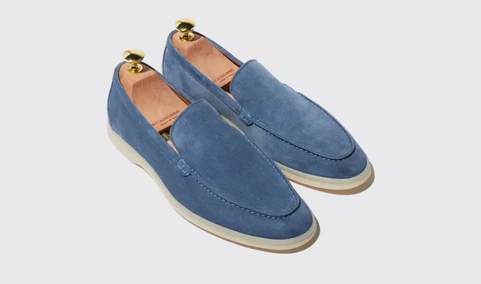 Scarosso Loafers Ludovico Acciaio Scamosciato Steel Blue 8211 Suede 8211 Men
