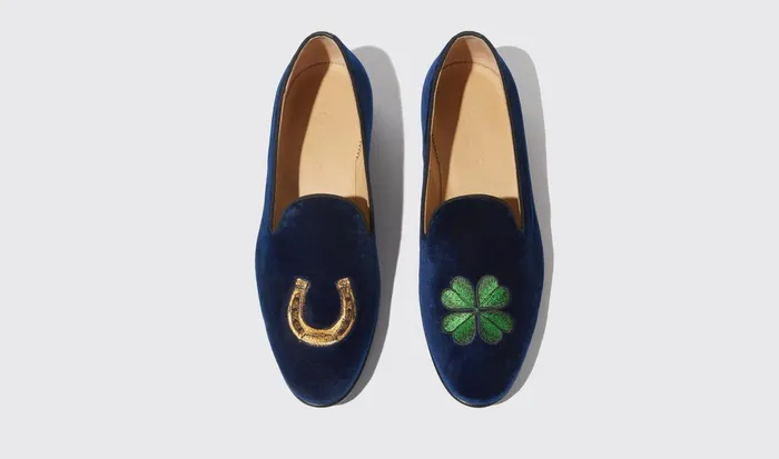 Scarosso Slippers Nick Blue Velvet Blue 8211 Velvet 8211 Men