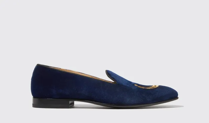 Scarosso Slippers Nick Blue Velvet Blue 8211 Velvet 8211 Men
