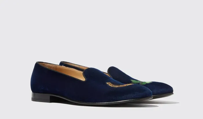 Scarosso Slippers Nick Blue Velvet Blue 8211 Velvet 8211 Men