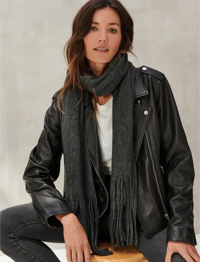 Scarves and Bandanas Women Lucky Brand Solid Brushed Scarf Dark Grey