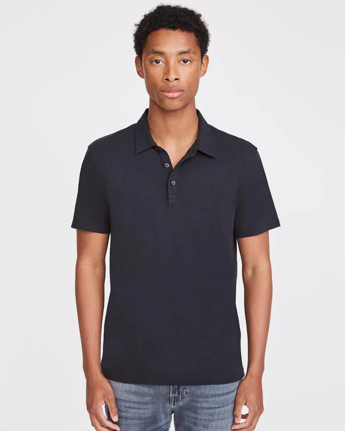 Shirts Men 7 For All Mankind 3 Button Polo In Black
