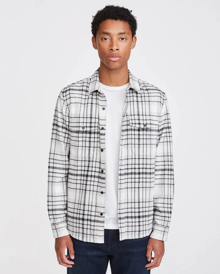 Shirts Men 7 For All Mankind Double Pocket Shirt In Grey Plaid