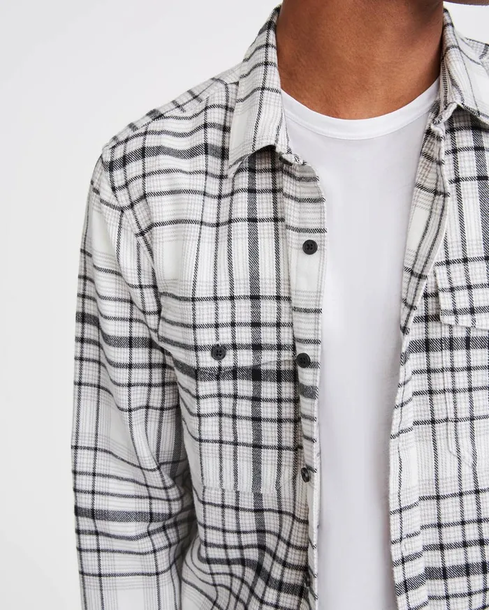 Shirts Men 7 For All Mankind Double Pocket Shirt In Grey Plaid