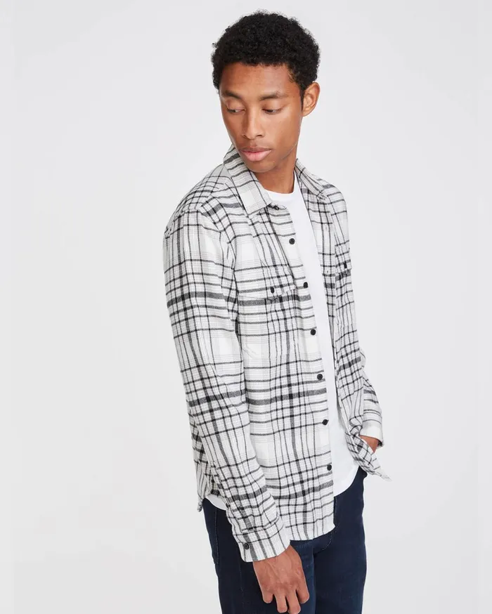 Shirts Men 7 For All Mankind Double Pocket Shirt In Grey Plaid