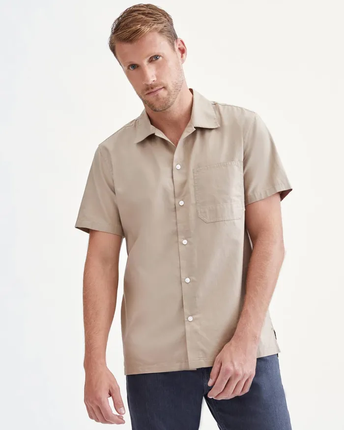 Shirts Men 7 For All Mankind Lightweight Poplin Shirt In Tan