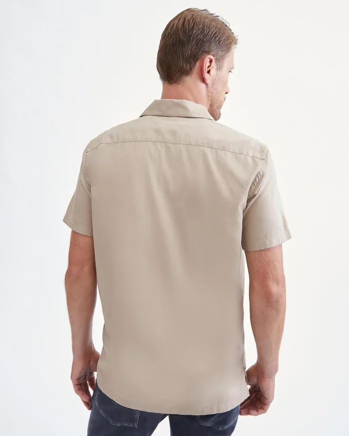 Shirts Men 7 For All Mankind Lightweight Poplin Shirt In Tan