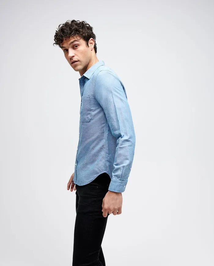 Shirts Men 7 For All Mankind One Pocket Shirt In Eggshell Blue