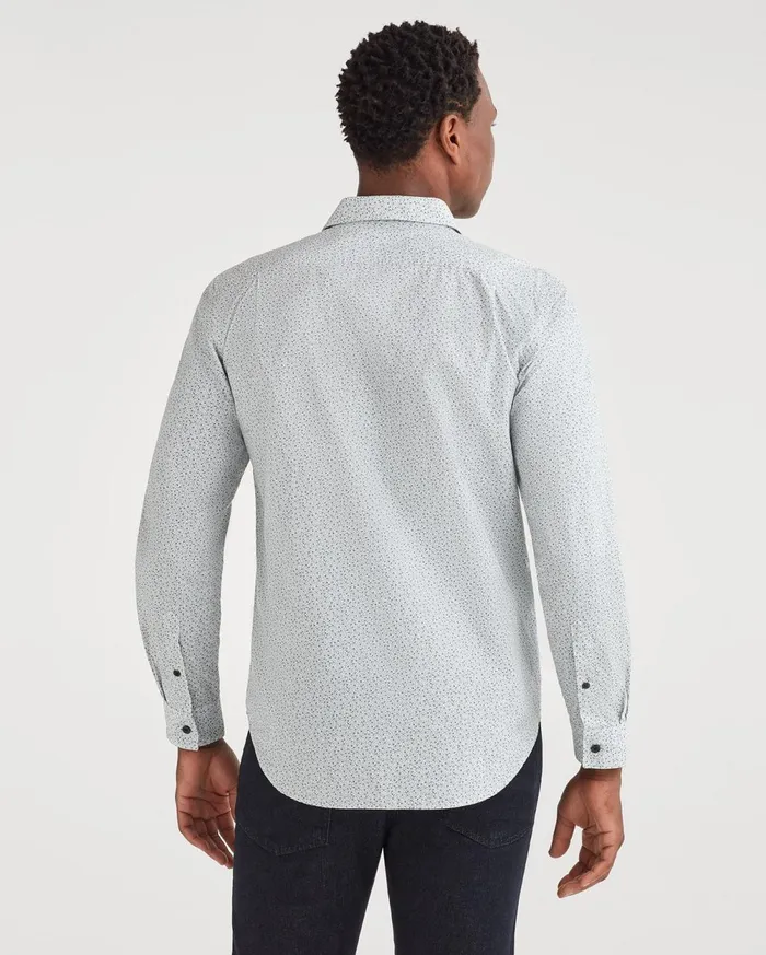 Shirts Men 7 For All Mankind Poplin Roadster Long Sleeve Shirt In White Micro Floral