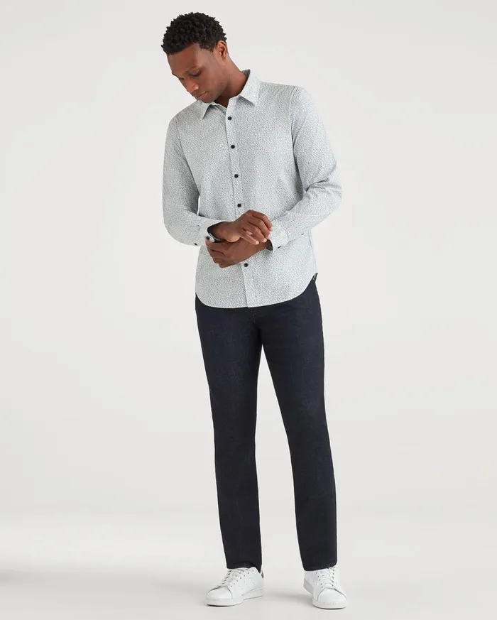 Shirts Men 7 For All Mankind Poplin Roadster Long Sleeve Shirt In White Micro Floral