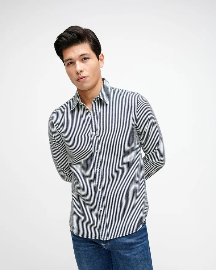 Shirts Men 7 For All Mankind Utilitarian Button Down Shirt In Calico Stripe