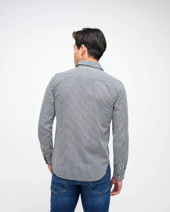 Shirts Men 7 For All Mankind Utilitarian Button Down Shirt In Calico Stripe