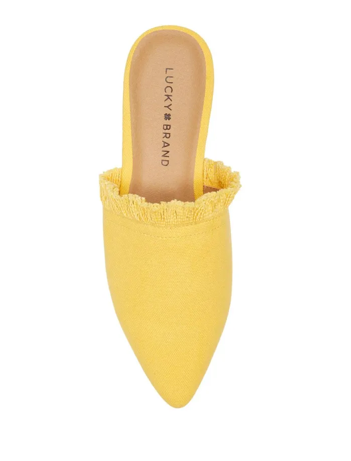 Shoes Women Lucky Brand Bapsee Canvas Flat Slides Light Yellow