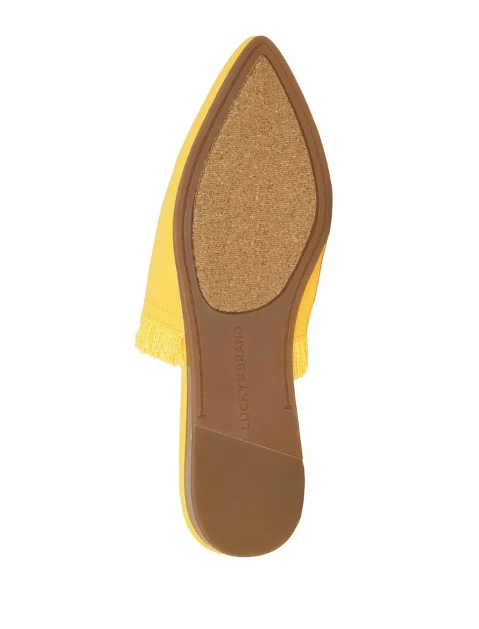 Shoes Women Lucky Brand Bapsee Canvas Flat Slides Light Yellow