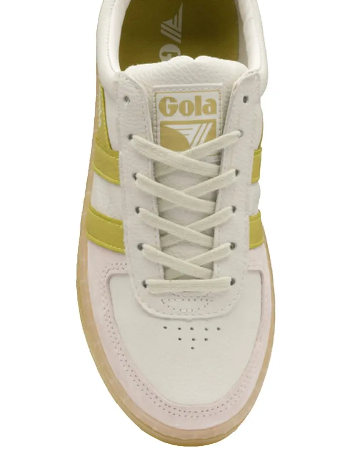 Shoes Women Lucky Brand Gola Grandslam 03989 Leather Sneaker Whitecitron
